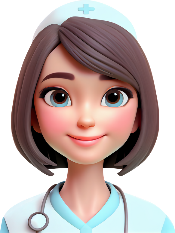 Portrait of cartoon smiling nurse illustration.